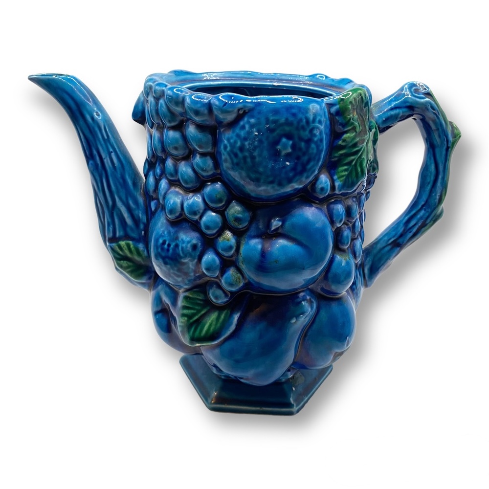 Vintage Inarco Japan Blue Mood Indigo Teapot Retro MCM Mid Century Fruit